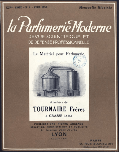 Scan de la revue scientifique "La Parfumerie Moderne", numéro d'avril 1930